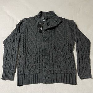 Paul Jones‎ Knit Button Up Sweater Large Gray NWT